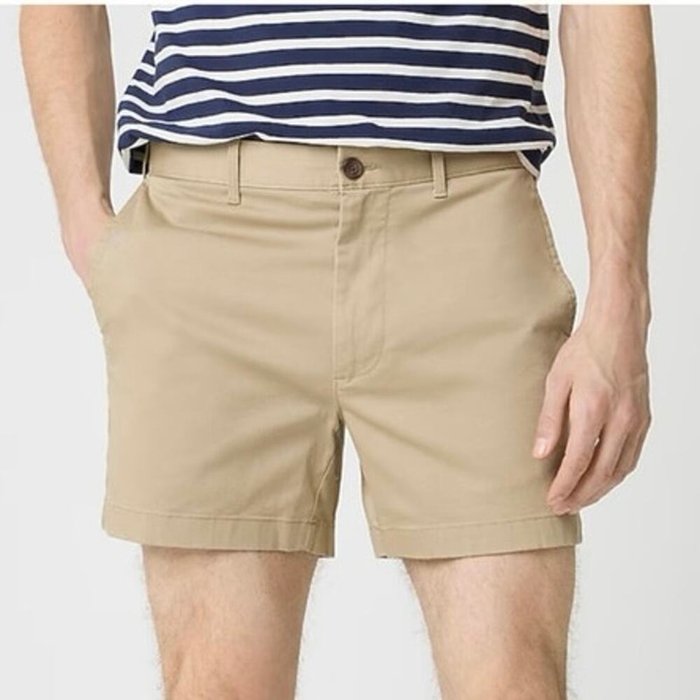 NEW J Crew Factory Men’s 5” Flex Chino Shorts Size 33 Khaki Tan